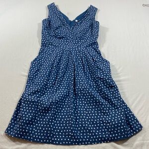 Corey P Dress women 6 pleated pockets Polka dot sleeveless VNeck back zip Dress